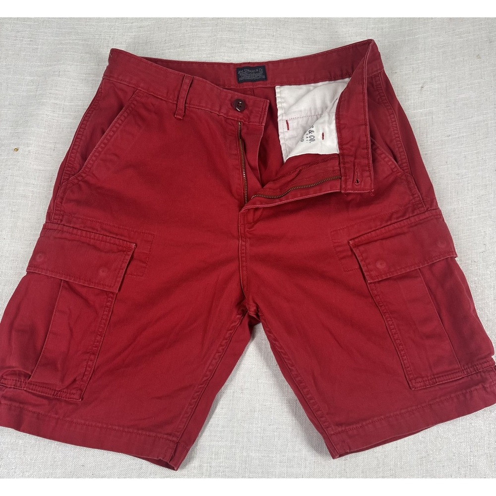 Levi Strauss Cargo Shorts Mens 29‎ Red Two Horse Brand Utility Pockets Outdoor